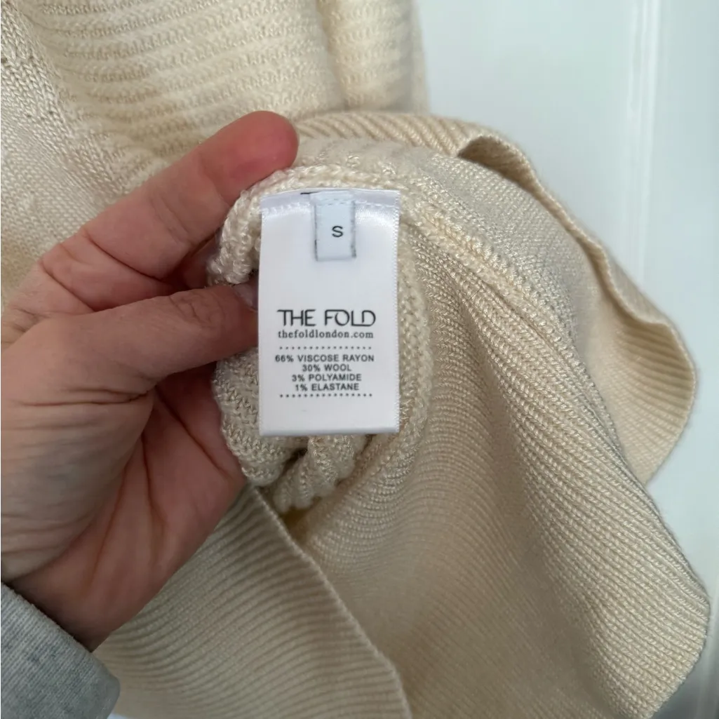 Women’s The Fold London Cream Rayon Blend Mock Neck Cream Tunic Sweater Size S - Image 6