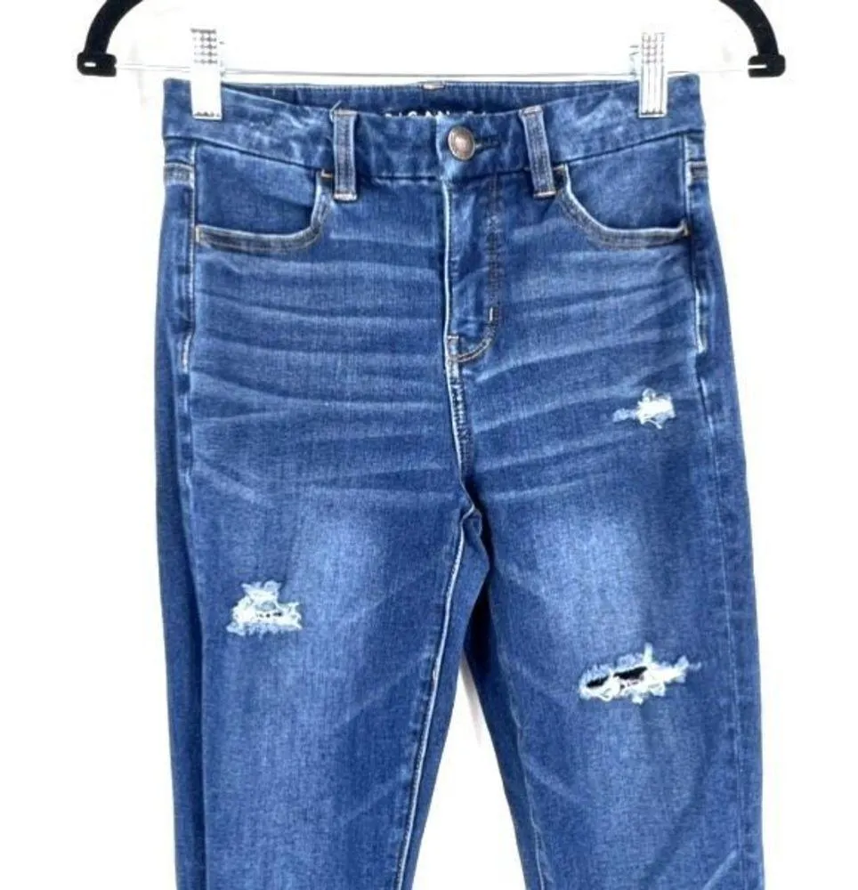 American Eagle Outfitters Women's Distressed Curvy Jegging Jeans Blue Denim Sz 0 - Image 3