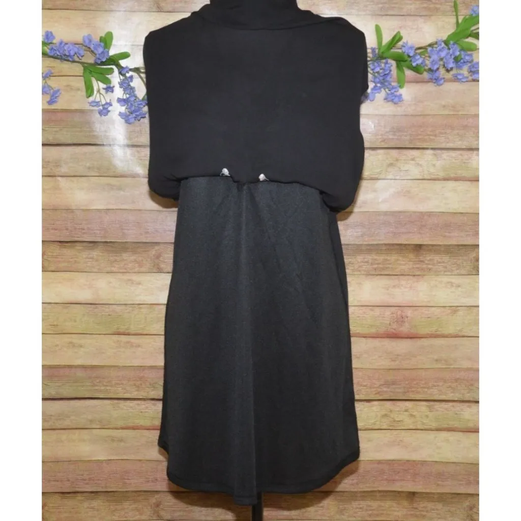 Bleuh Ciel Ladies Black Embroidered Floral Lace Up V-Neck Shift Dress Size M - Image 5