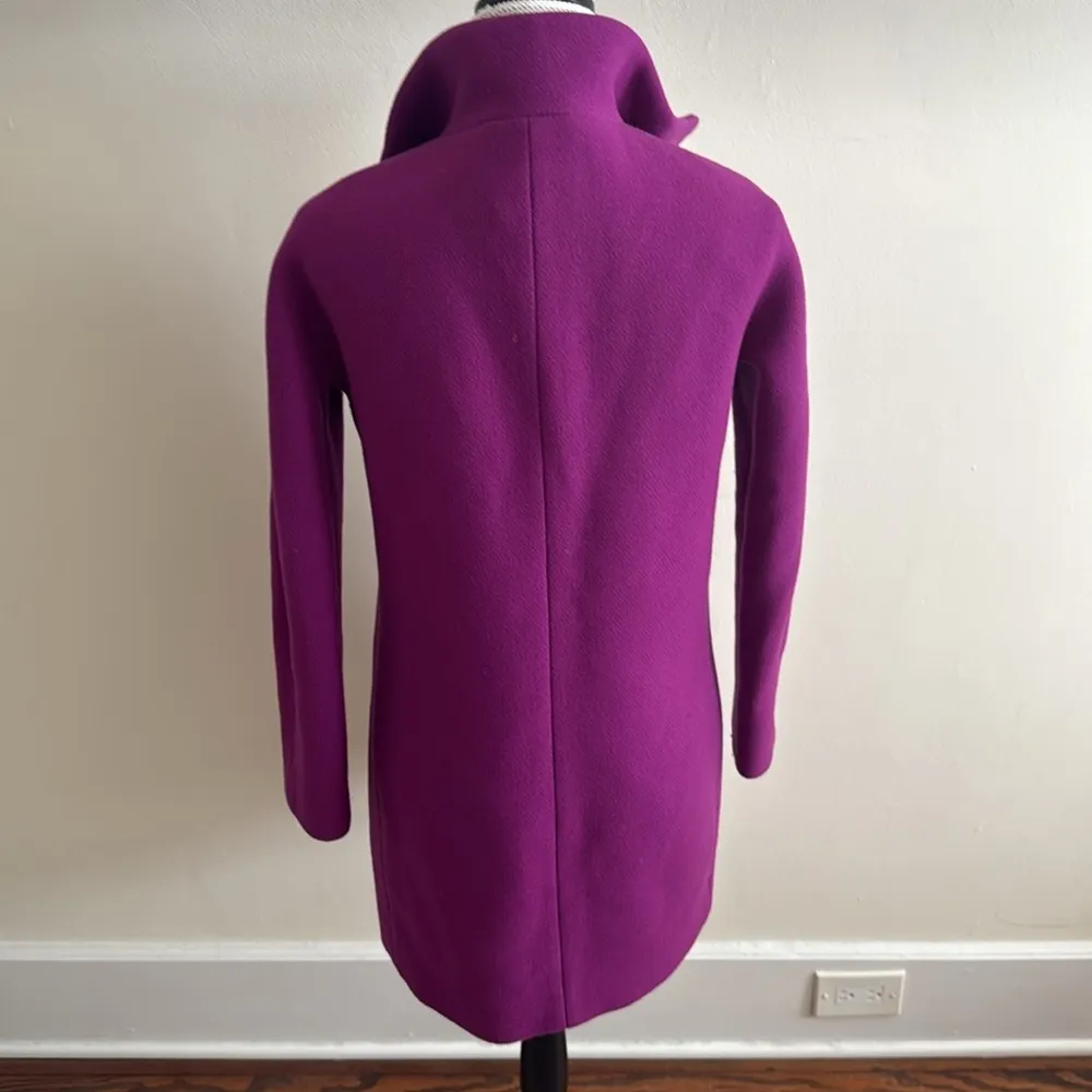 J Crew Cocoon Coat Wool Plum Purple Size 0 Stadium Cloth Nello Gori - Image 7