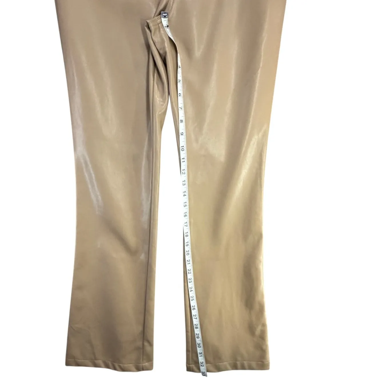 Nicholas Arya Vegan Leather 90s Five Pocket Pant Size 6 Fog Beige Belted Modern Tan - Image 10