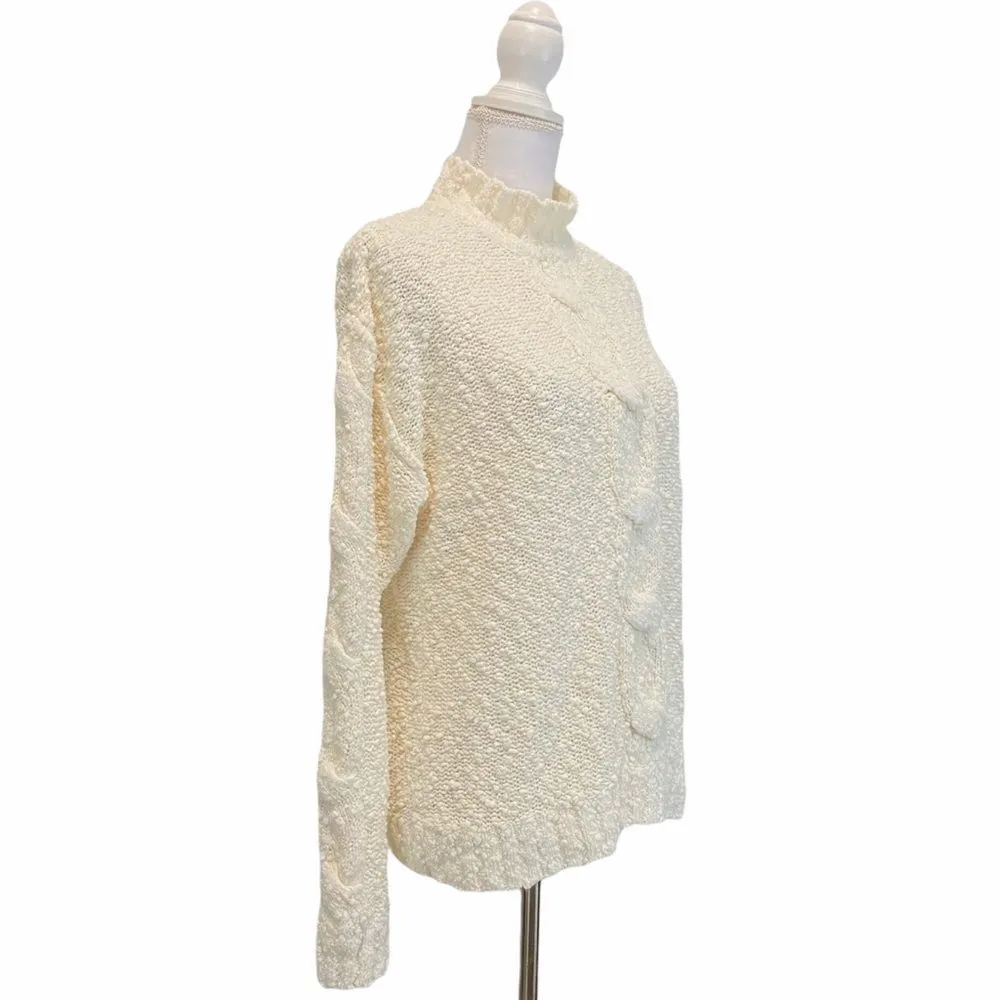 Joan Harper Cable Knit Large Textured Sweater - Image 3