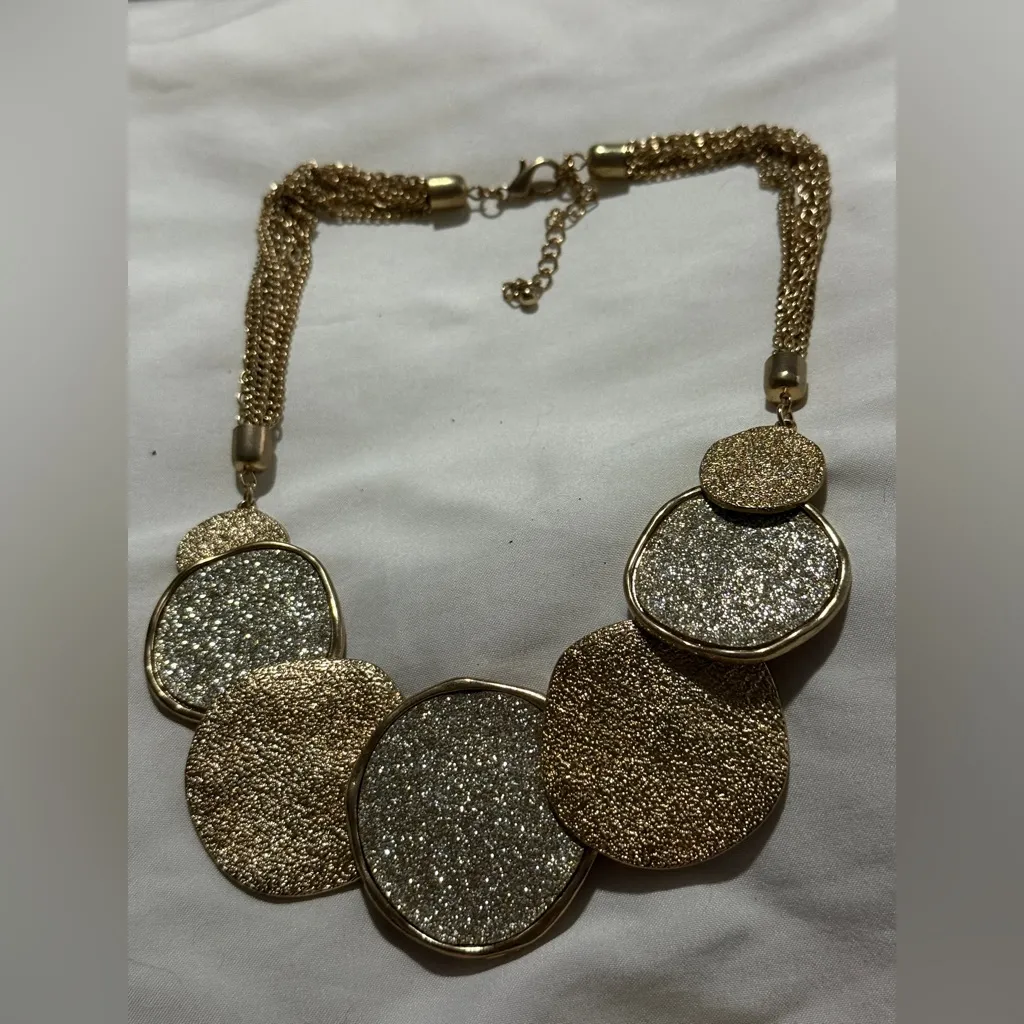 Chunky Gold and Silver Statement Necklace - Image 3