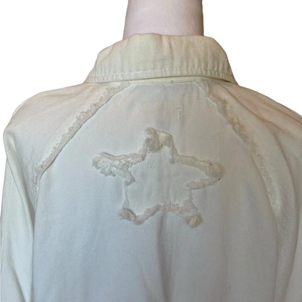 POL White Star High Low Oversized Cotton Shacket Jacket Womens Size Small Medium - Image 5