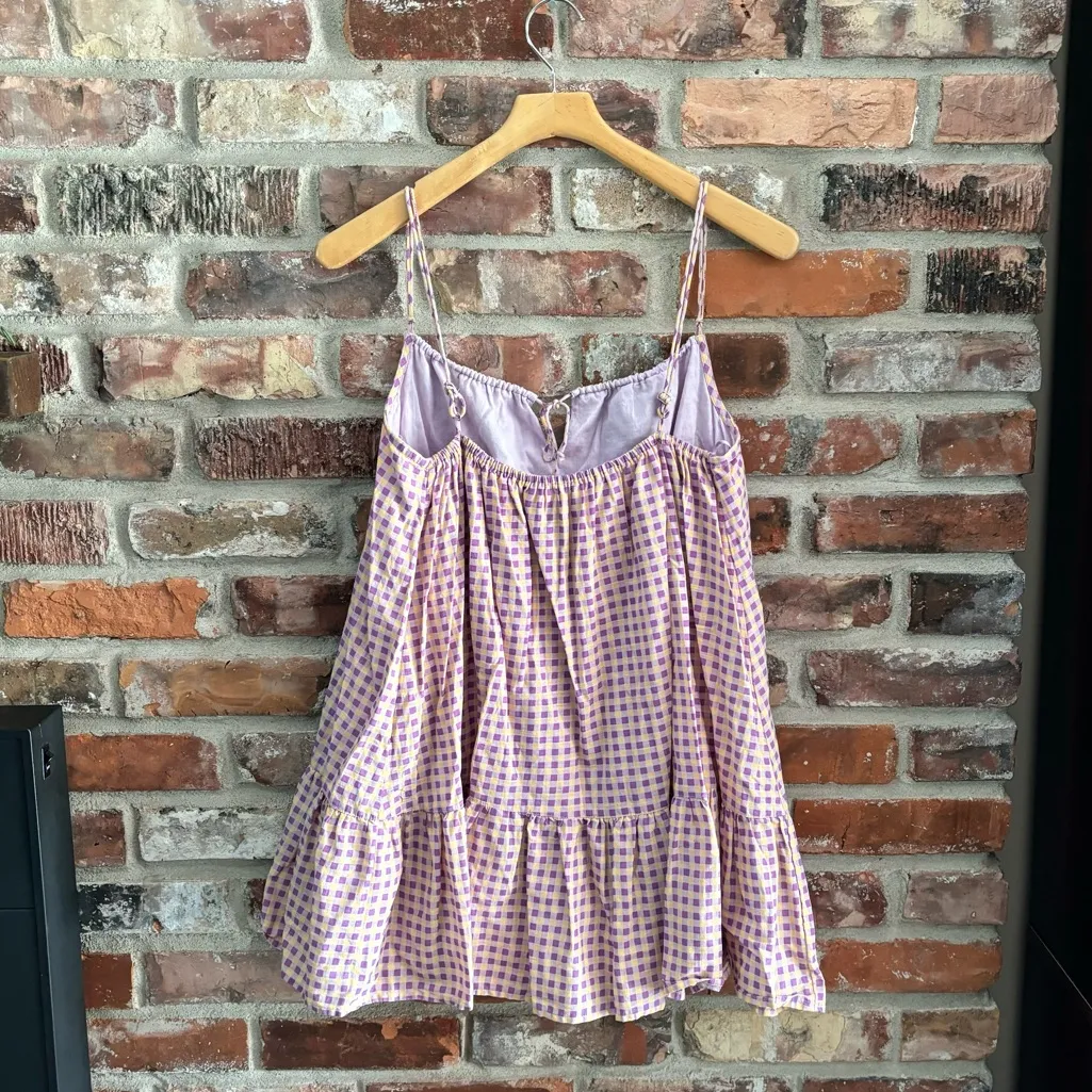 Urban Outfitters Purple Cotton Gingham Frock Mini Dress, XS - Image 7