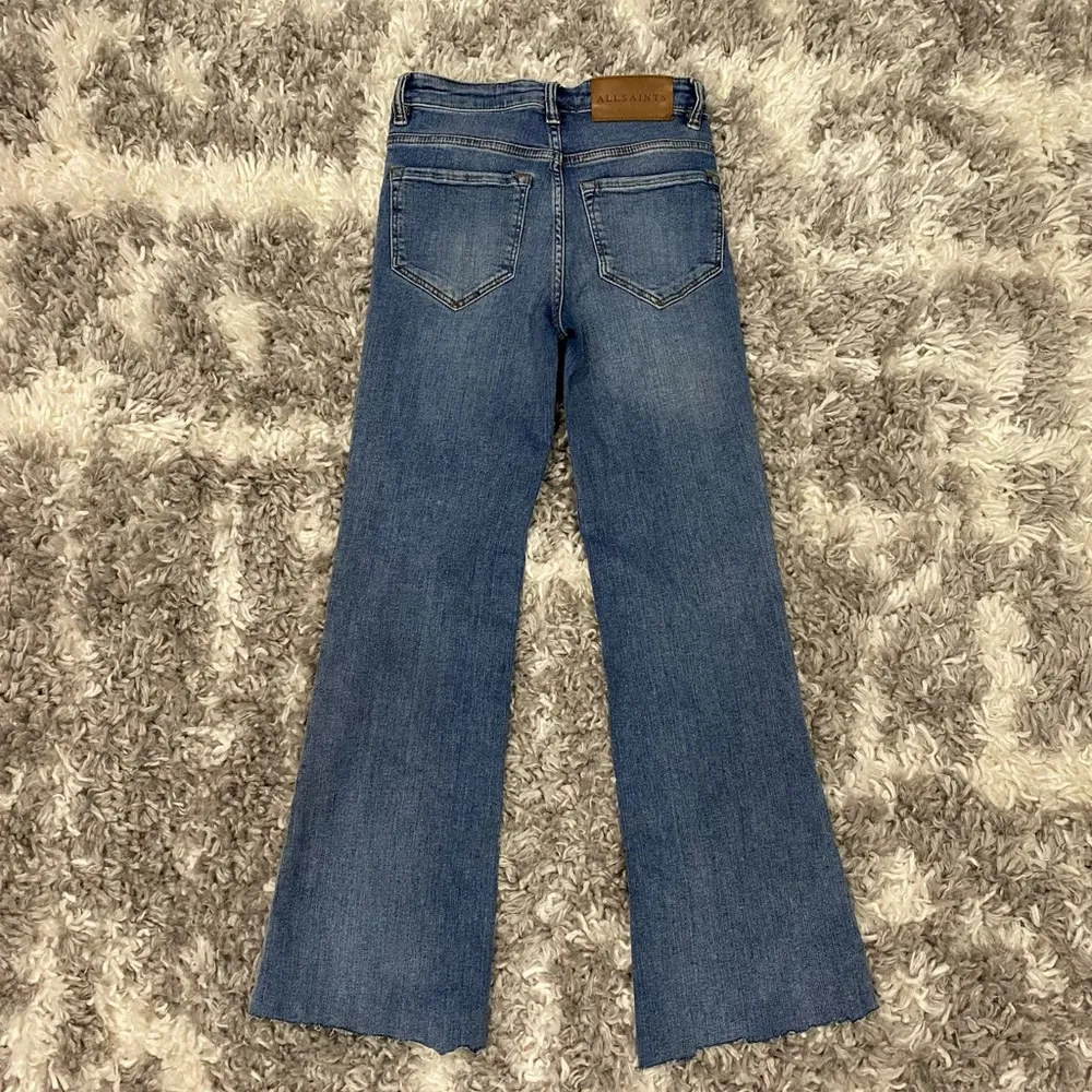 ALL SAINTS - High Waisted Button Flare Fit Light Wash Jeans - Image 7