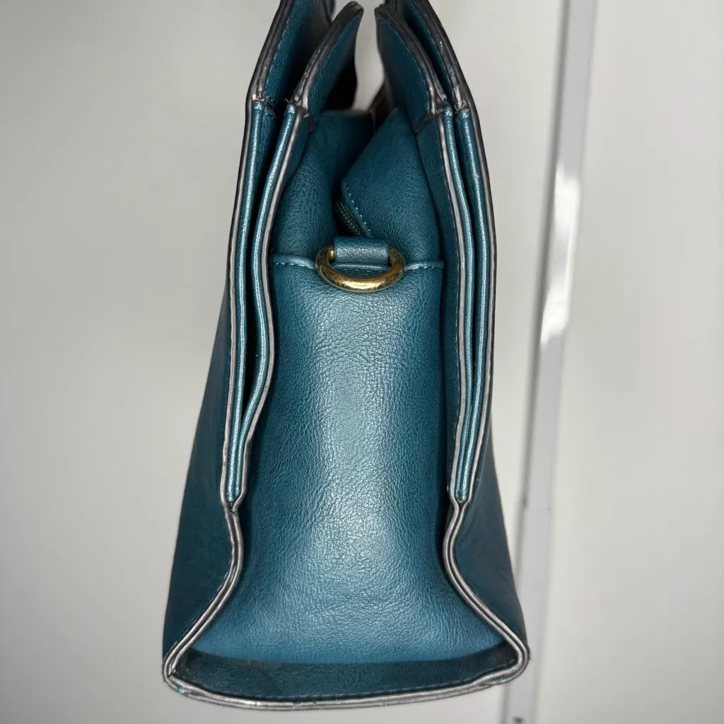 Dasien Blue/Green Teal Purse for Women. Leather Shoulder Bag with Gold Accents Blue - Image 4