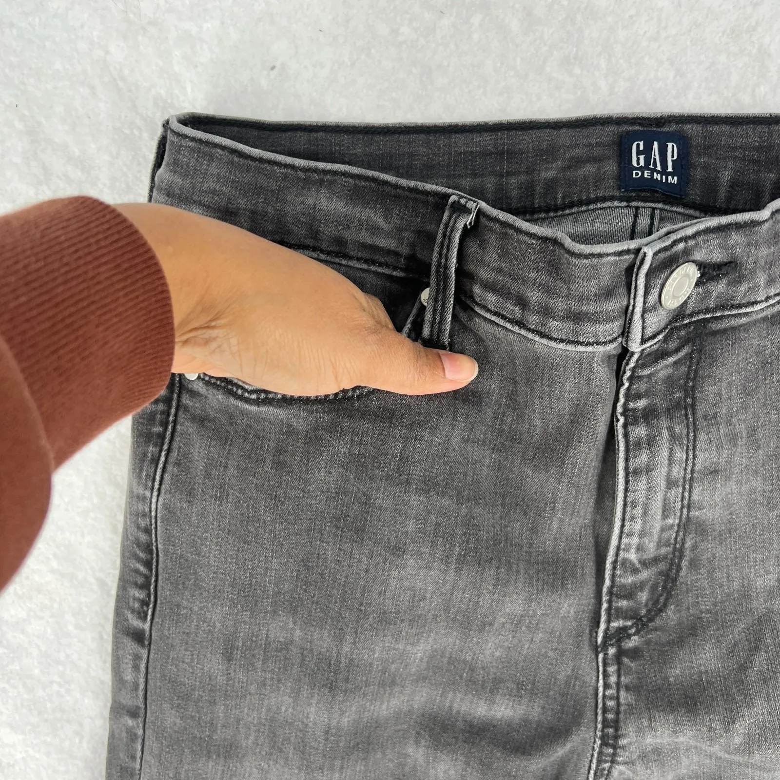 Gap Mid Rise True Skinny Jeans Womens 30S Gray Medium Wash Denim Cotton Stretch - Image 4