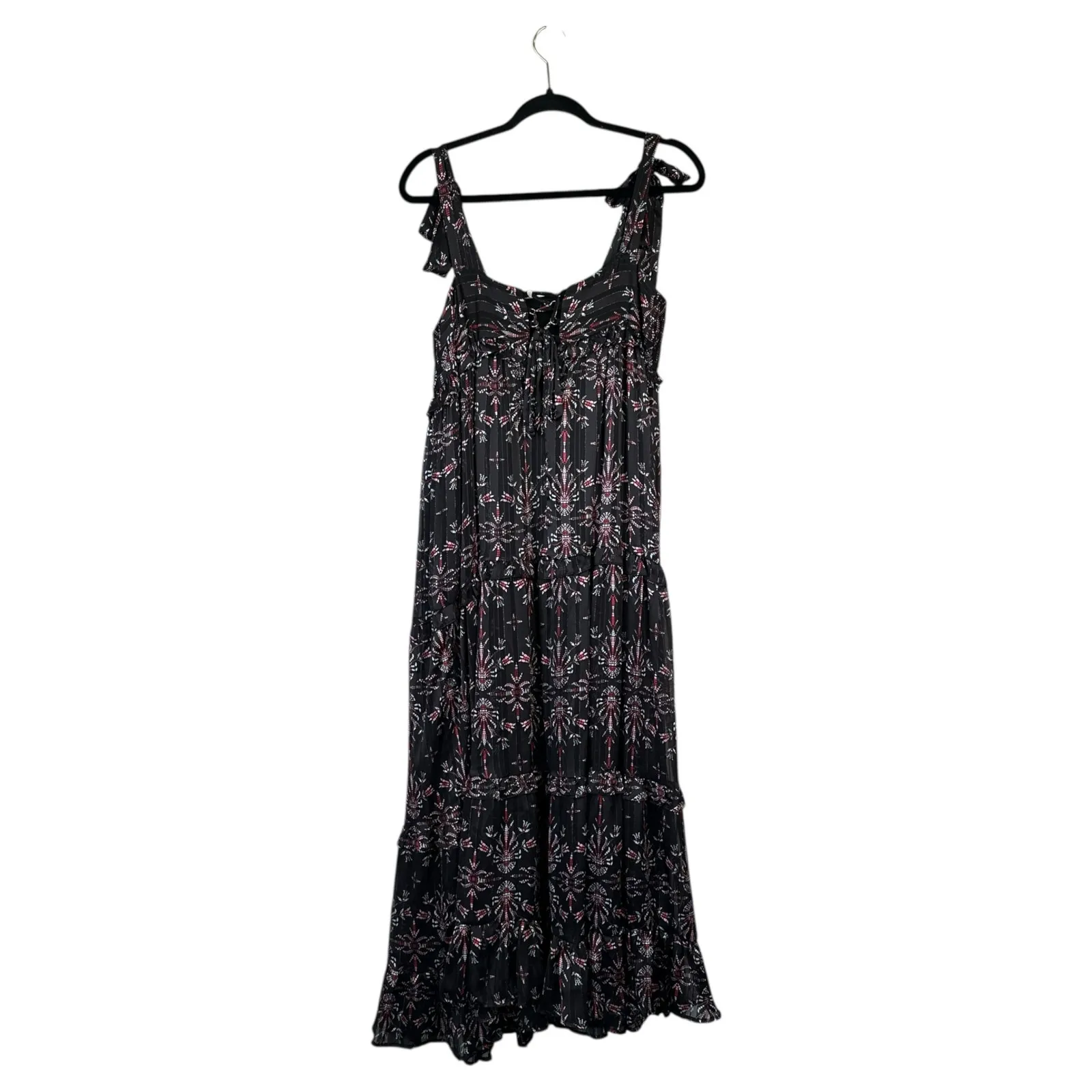 SABINA MUSAYEV Octavia Dress Black Mosaic Print Tie Sleeves Lace Up Size Small - Image 2