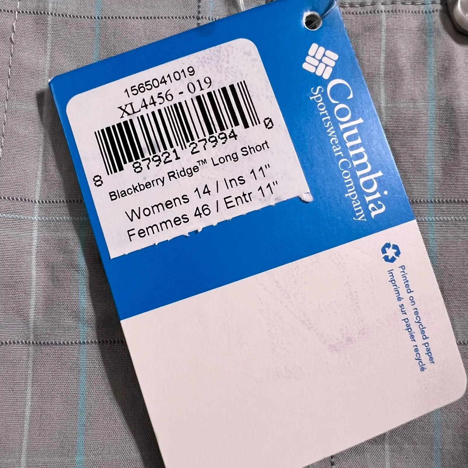 Columbia Womens Blackberry Ridge Bermuda Shorts Plaid Gray Blue Size 14 - Image 9