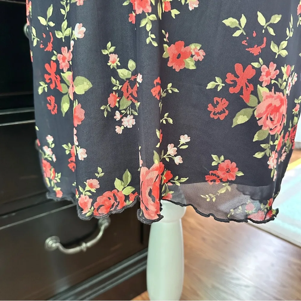 Arizona Jean Co Floral Mesh Mini Dress Size Large Gothic Y2K Grunge Vibes - Image 6