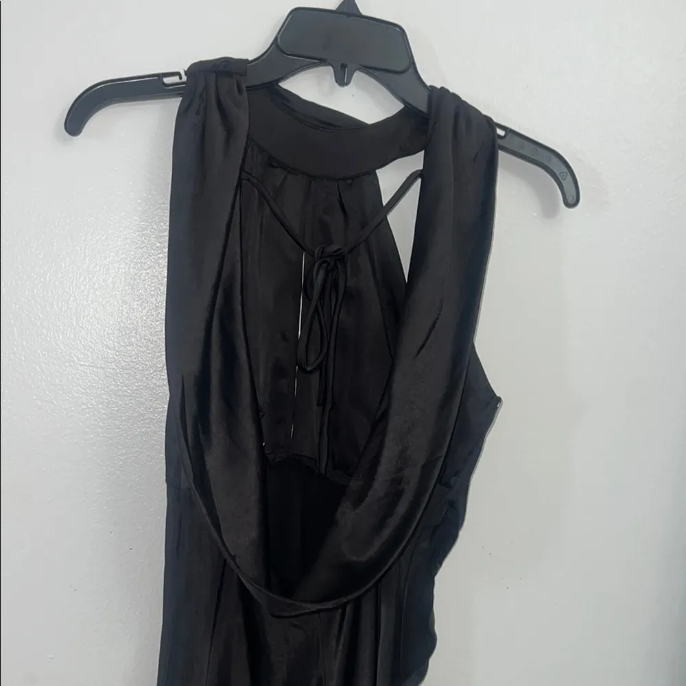 Flawed*** Small Black Satin Halter Neck Midi Dress - Image 10