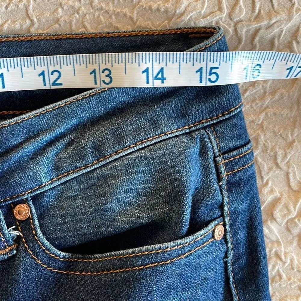 Makers Of True Originals Cropped Denim Stretch Jeans Mid Rise Size 29/8 Dark Rin Blue - Image 9