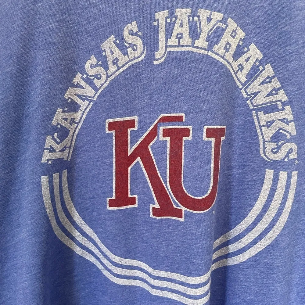 Adidas Kansas Jayhawks blue short sleeve T-shirt graphic women’s size XL - Image 6