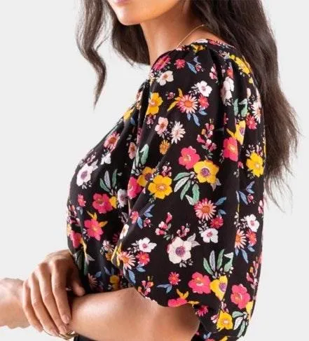 Floral Crop Blouse Small - Image 2