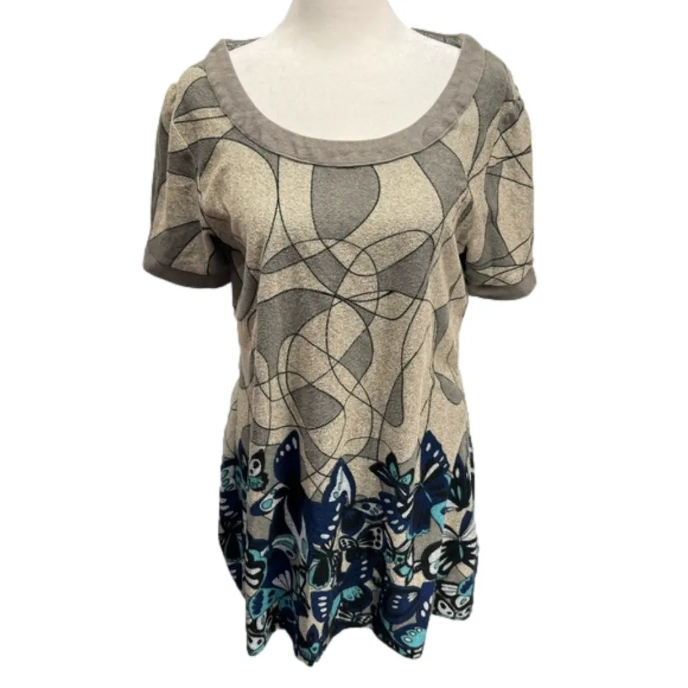 Funky People Geometric Circles & Butterflies Short Sleeve Mini Dress Size Large - Image 2