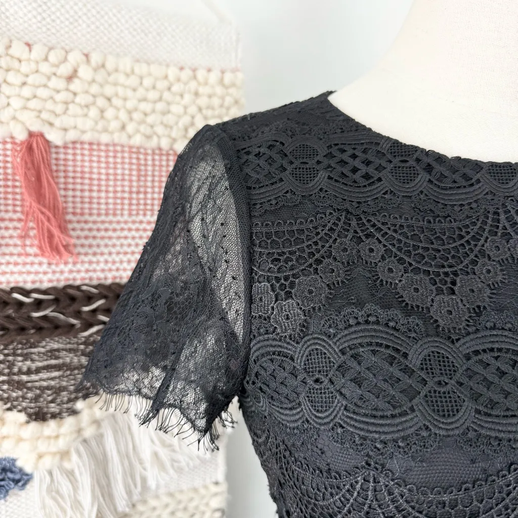 Monique Lhuillier Crochet Lace Trumpet Gown Dress Black Sz 4 NWT - Image 7