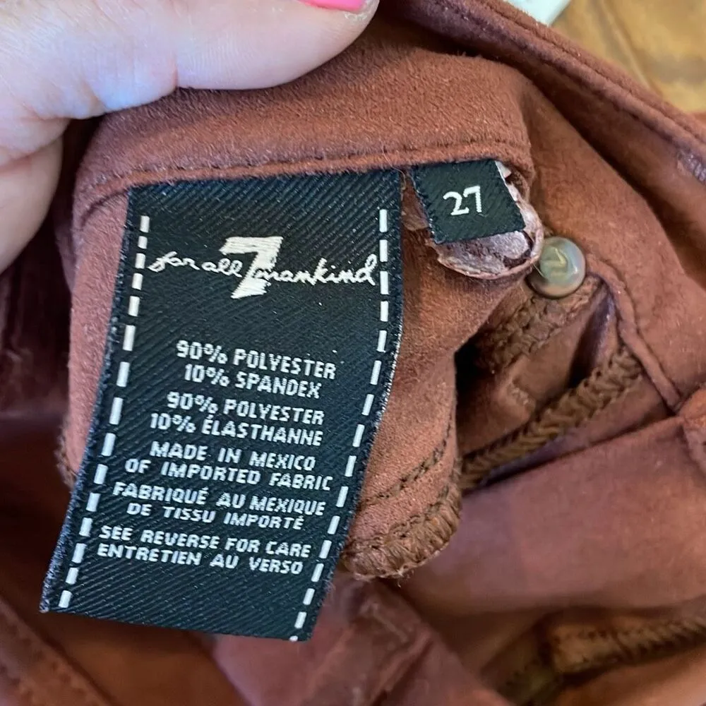 7 For All Mankind brown suede feel skinny crop pant 27 - Image 8