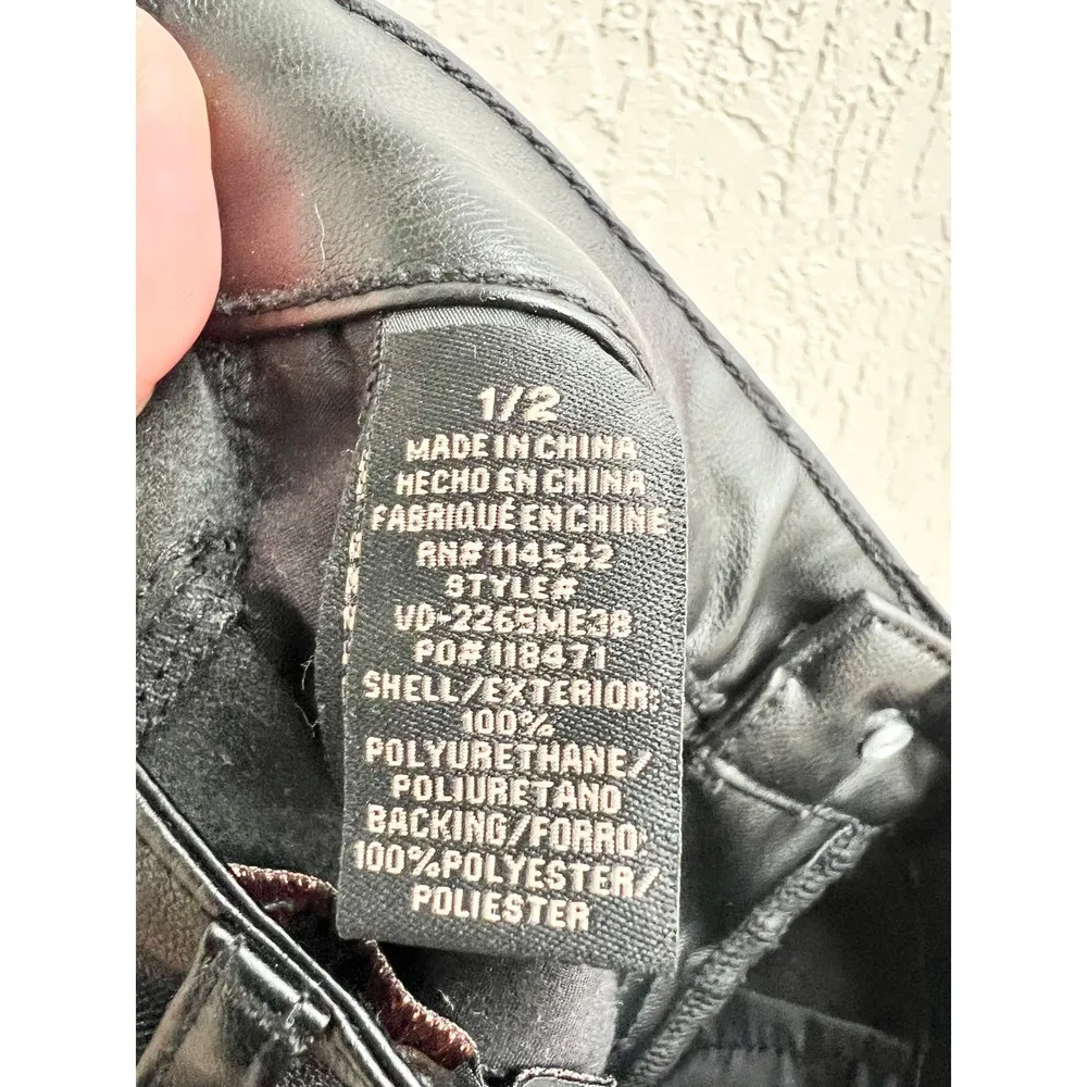 Doll House High Waisted Faux Leather Straight Leg Pants Black Women's 1/2 S/ M - Image 6