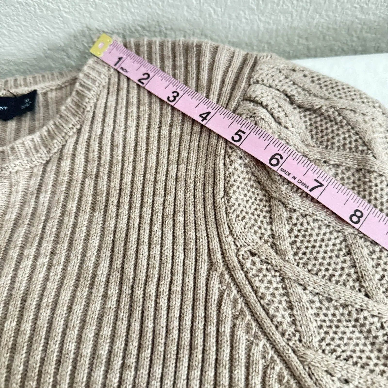 New York & Company Womens Sweater Sz Medium Peasant Neutral Minimalist Preppy - Image 15