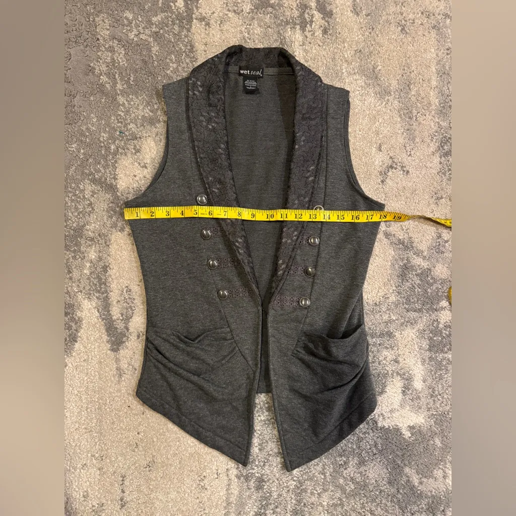 Wet Seal Gray Sleeveless Vest with Button Detail - Image 5