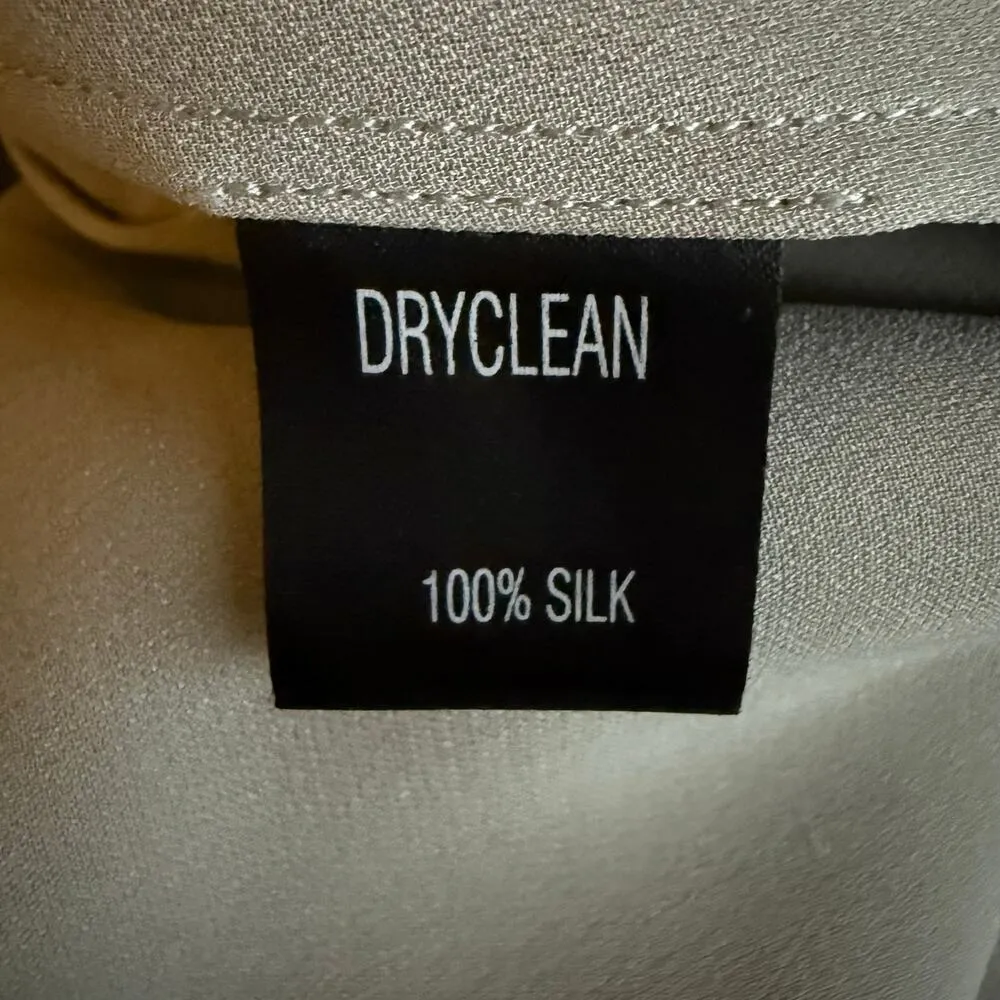 Xander 100% Silk Long Button Down Tunic Blouse Shirt Dress in Light Gray, Size 4 Gray - Image 10