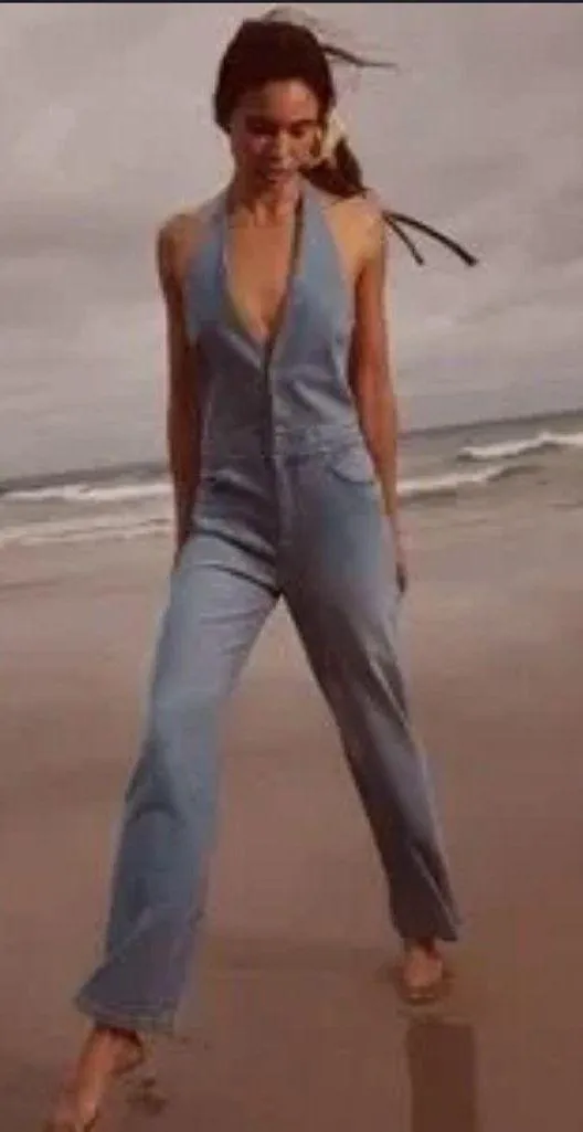 Zara Light Blue Denim Jumpsuit - Image 5