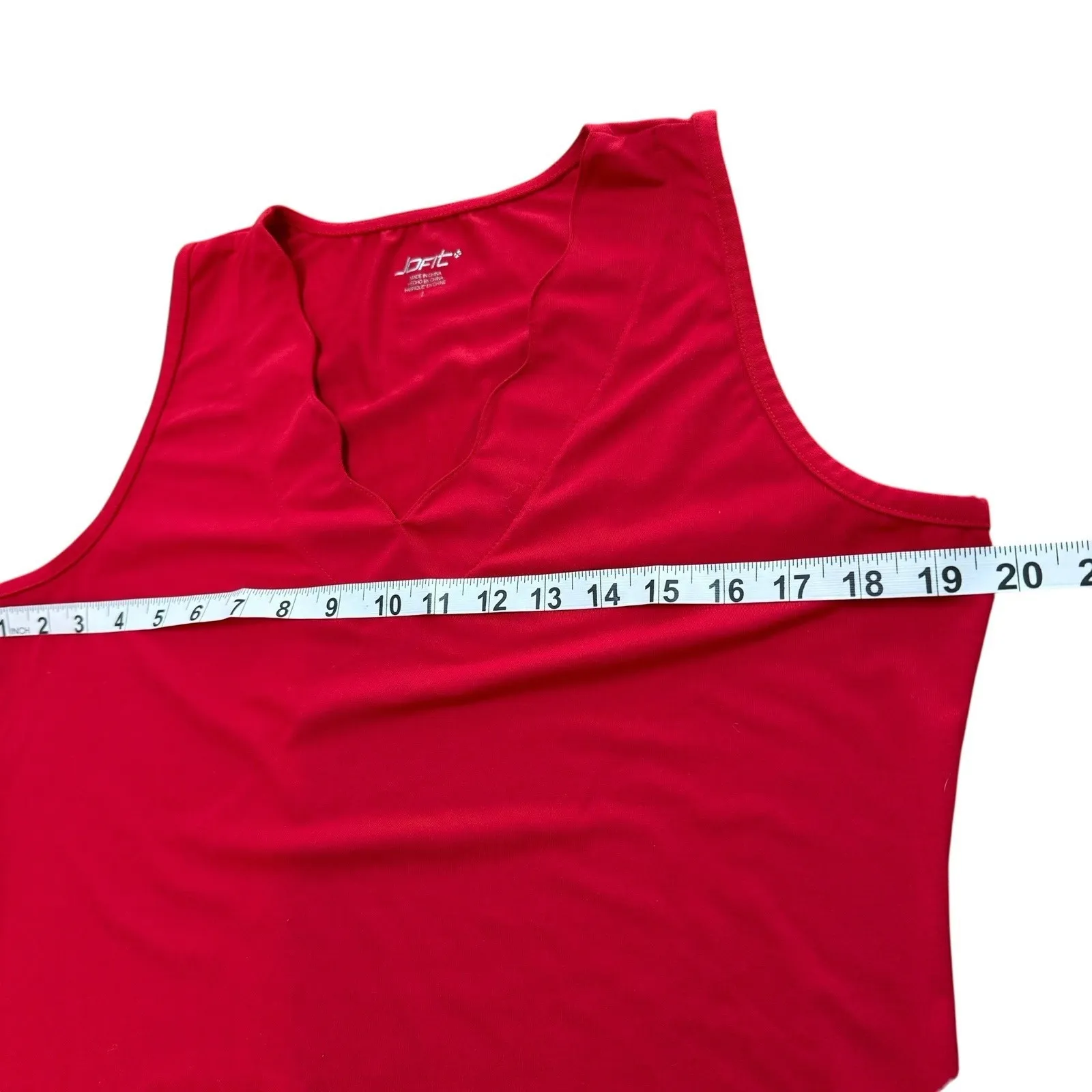 JoFit Red Sleeveless Scalloped Neck/trim Golf Tennis‎ Shirt Top Large Size 12 - Image 5