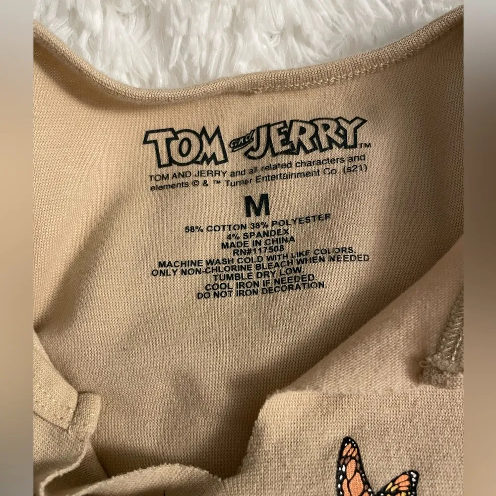 tom and jerry cropped graphic shirt Tan Size M - Image 3
