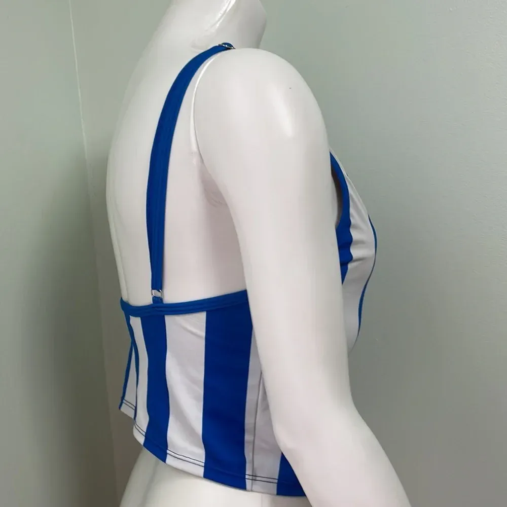 Kortni Jeane Tankini Top Medium Sporty Stripe Square neckline - Image 3