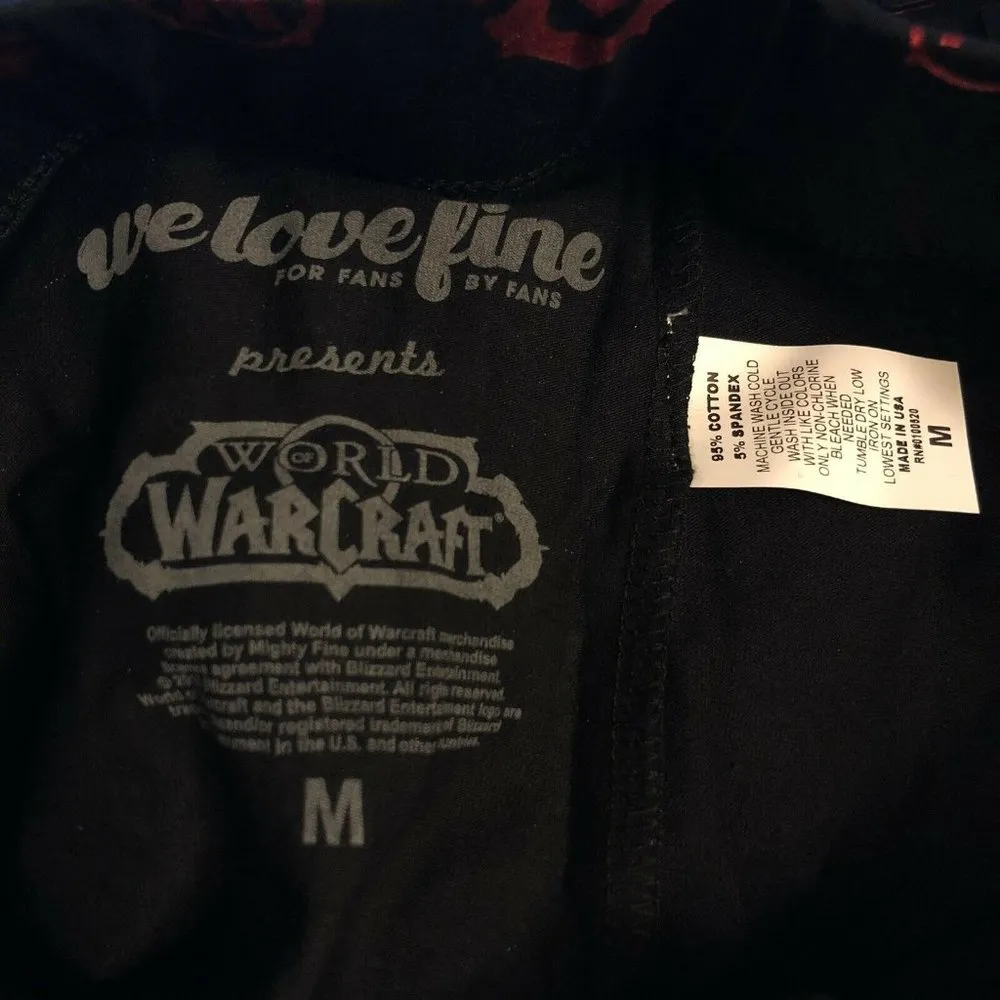 WeLoveFine World of Warcraft Womens Leggings Horde Logo Print Black Red M Size M - Image 4