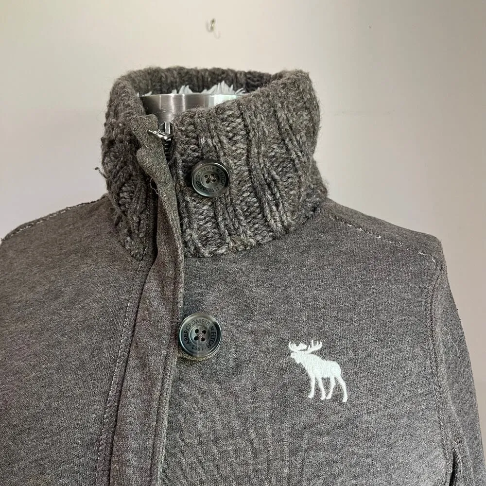 Abercrombie & Fich Y2K Brown Button Front Fleece Lined Sweater Jacket Size M - Image 7