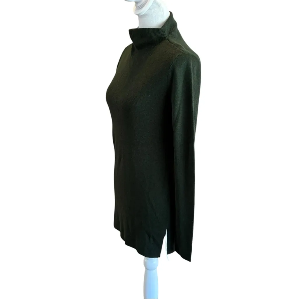 J Jill Cotton Wool Silk Mock Neck Pullover Sweater Ribbed Knit Womens XS Green - Image 3