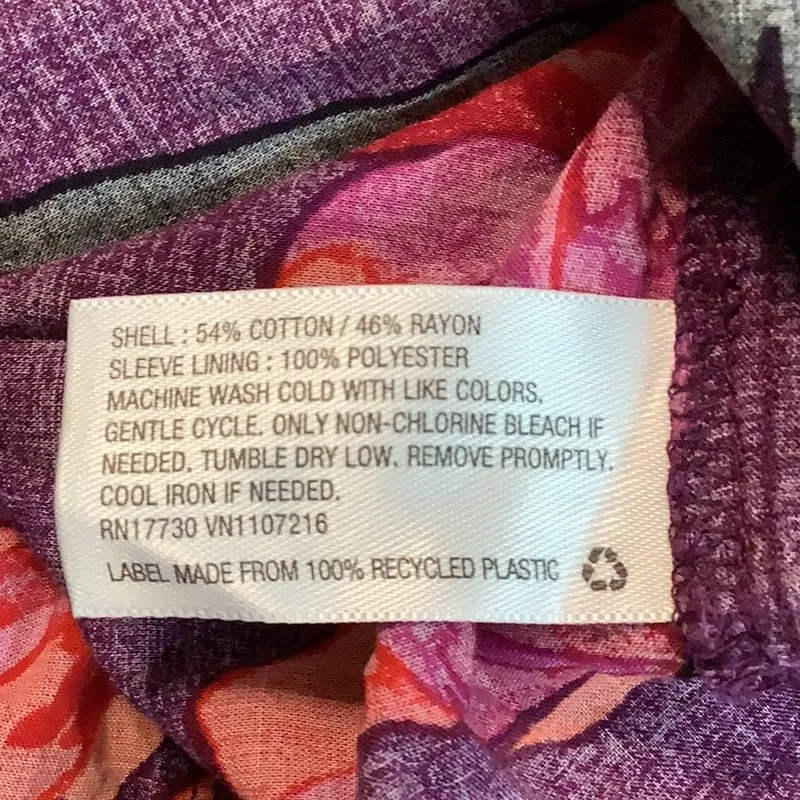 A New Day Size XL Purple and Red Bright Floral V-Neck Blouse. Preloved - Image 6