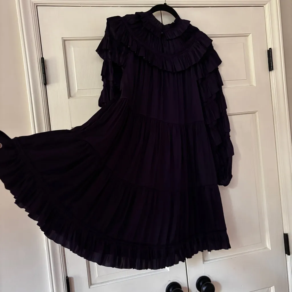 Ulla Johnson Elsa Dress Lago Deep Purple Size 0 Ruffle Royal Tiered Statement - Image 12