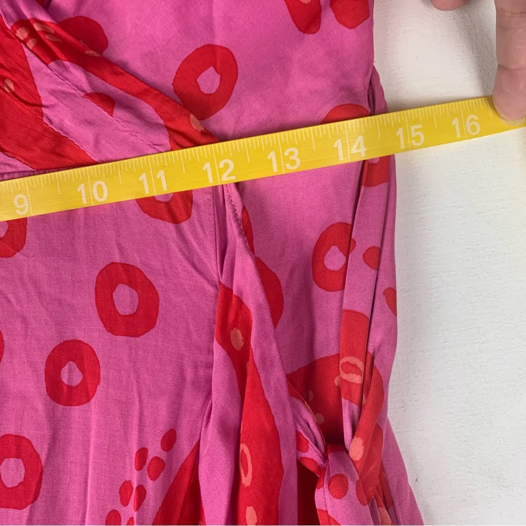 Farm Rio size medium Octocool Wrap dress pink red tropical beach resort maxi - Image 9