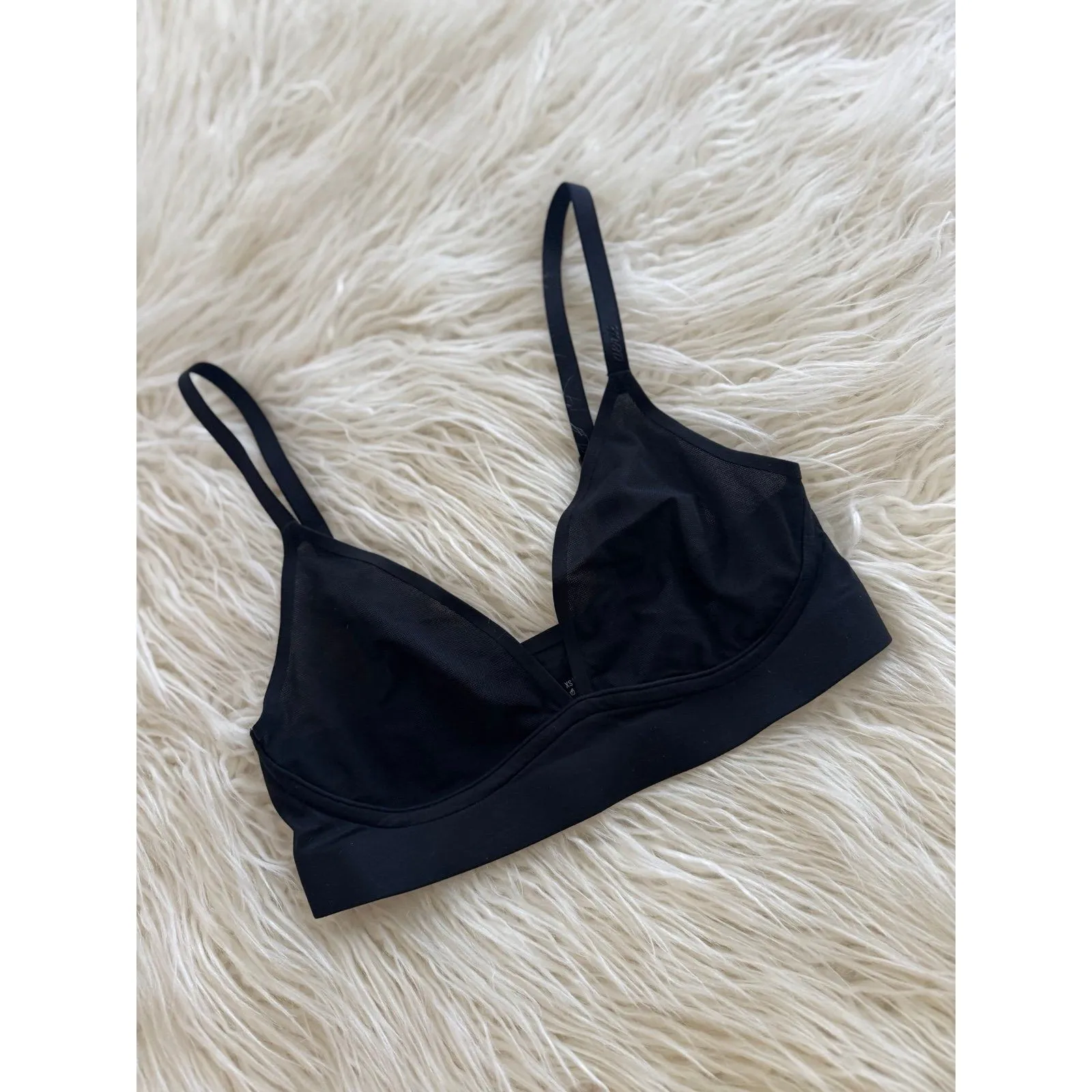 Aerie SMOOTHEZ Mesh Bralette True Black Size XS - Image 2