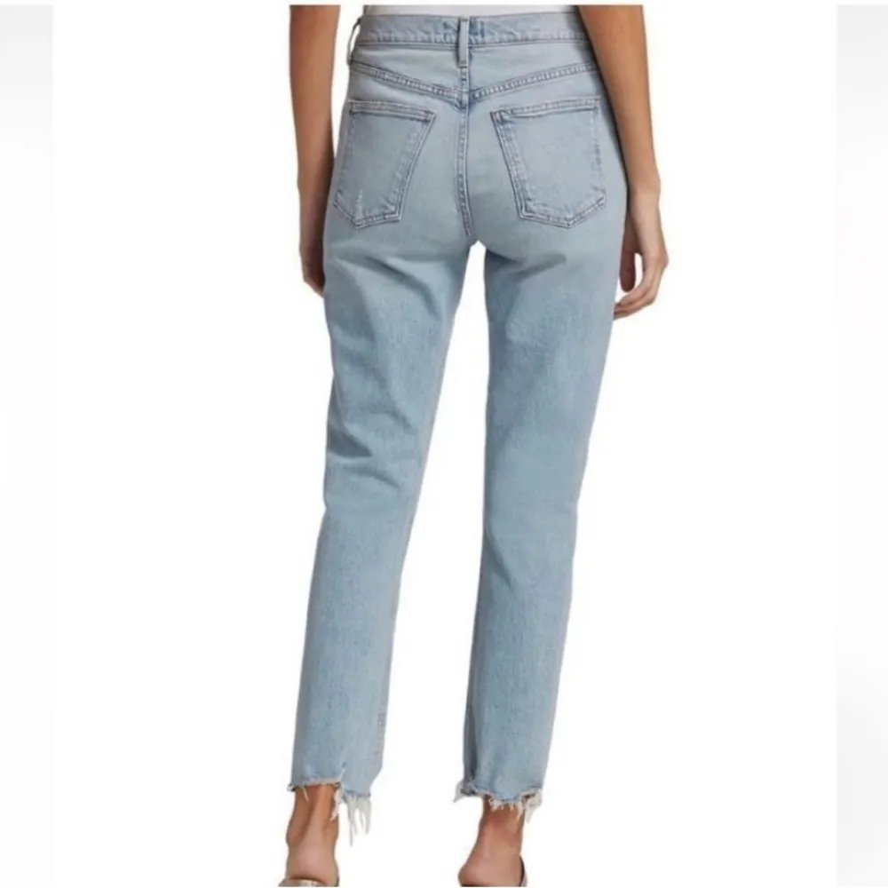 Agolde Slim Straight Leg Jeans Mid Rise Vintage Wash Size 29 Raw Hem EUC - Image 2