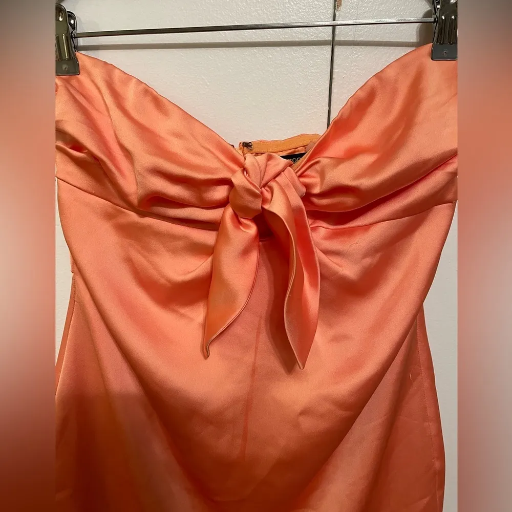 Ramy Brook Peach Knot Front Satin Mini Dress - Image 9