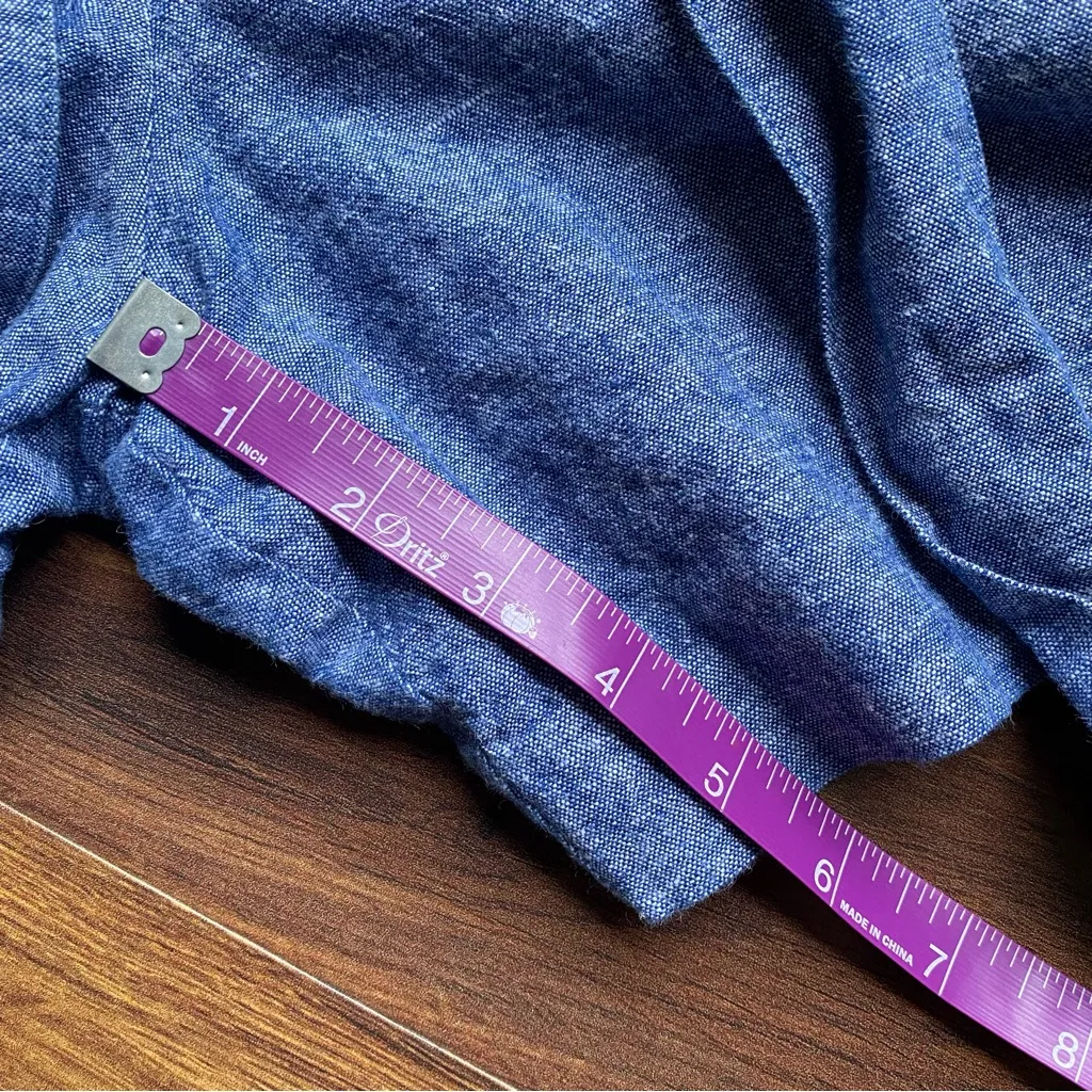 Boden High Rise Linen Cotton Blend 6” Tie Belted Shorts Blue - Image 7