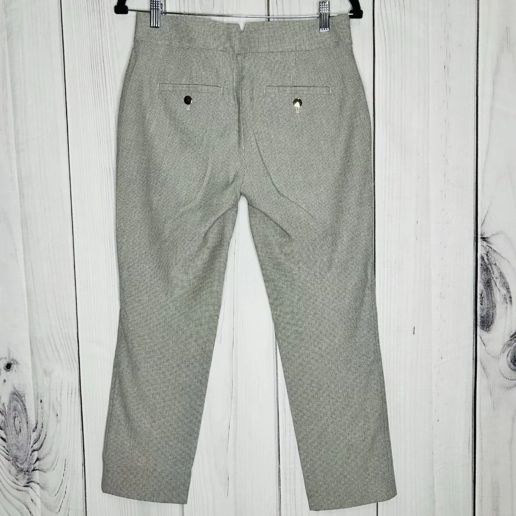 Ann Taylor Loft Petite Marisa Pants Sz 2P (30x25) Gray Houndstooth Linen Blend - Image 4