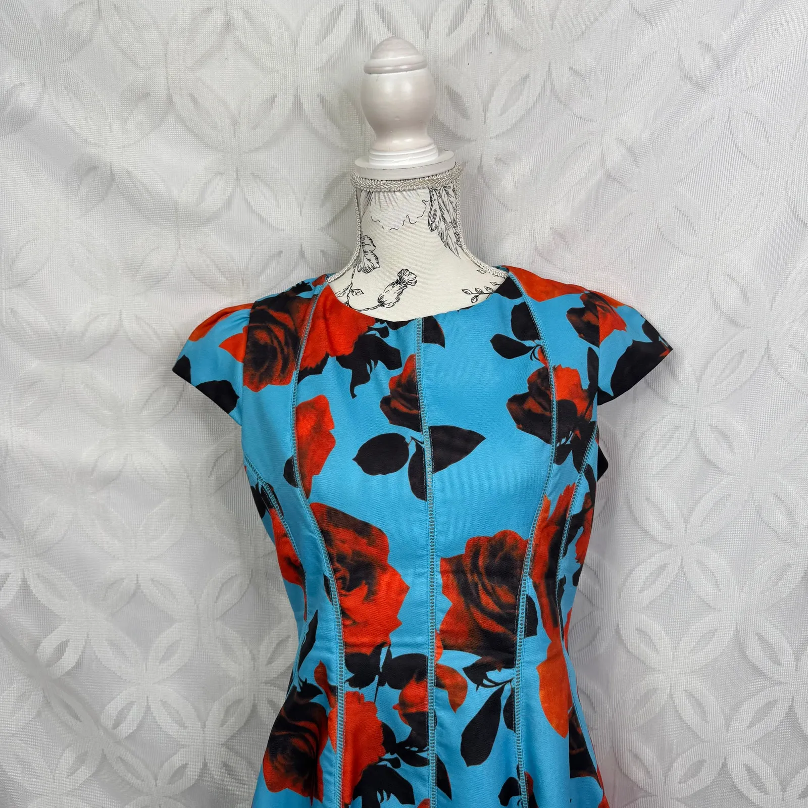 Gracia‎ Floral Fit & Flare Rockabilly Mini Dress Size L - Image 4