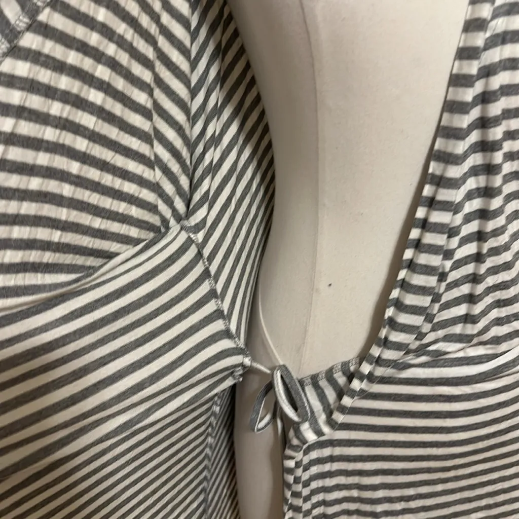 Striped lace trim robe Gray Size L - Image 3