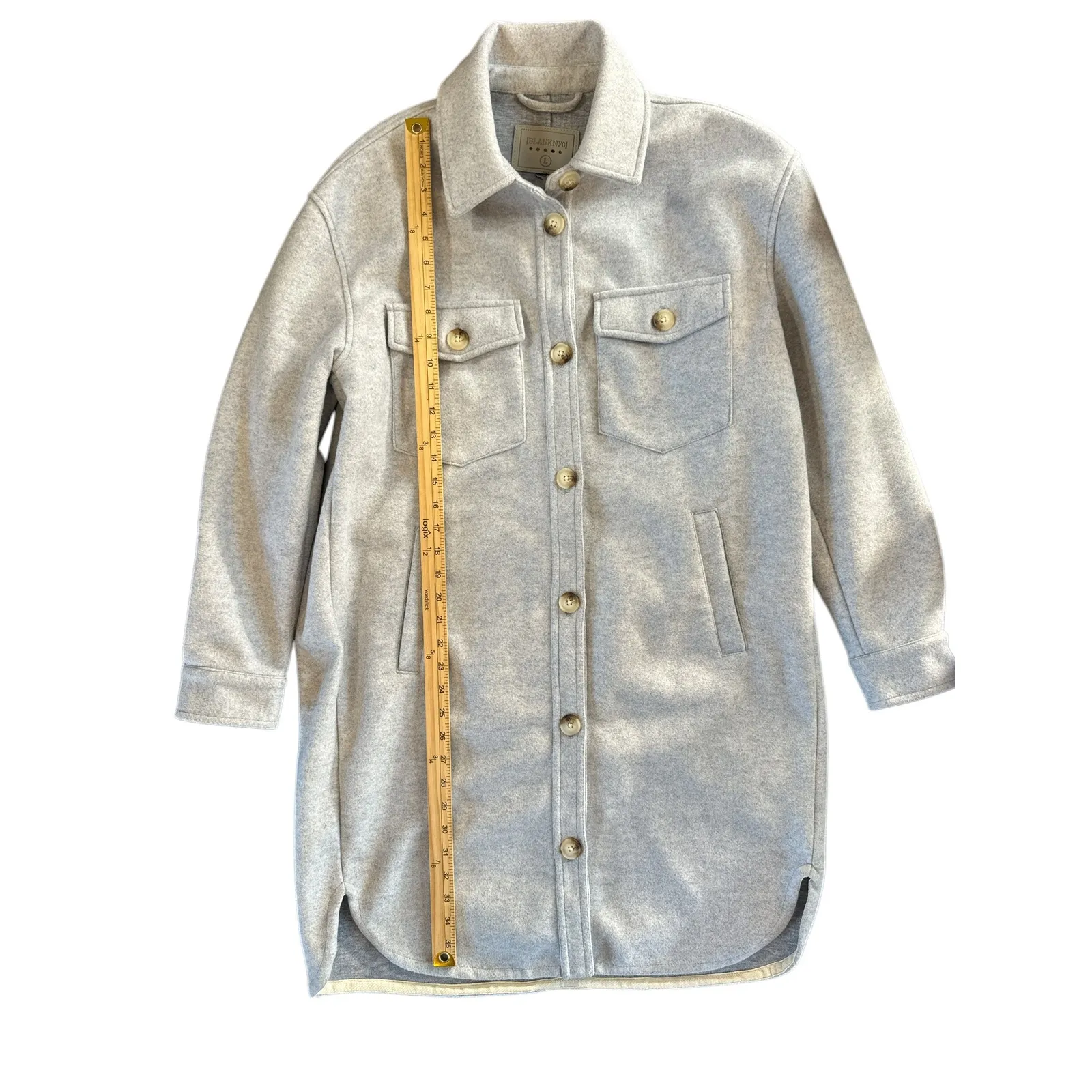 BLANKNYC Faux Wool Long Shirt Jacket Shacket Coat Gray L The Come Back - Image 3
