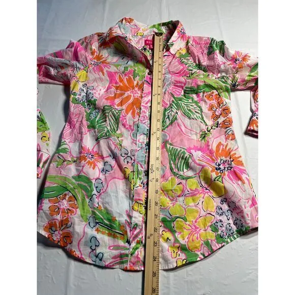 Lilly Pulitzer Vibrant Floral Button-Down‎ Shirt Tropical Summer Blouse XS - Image 4