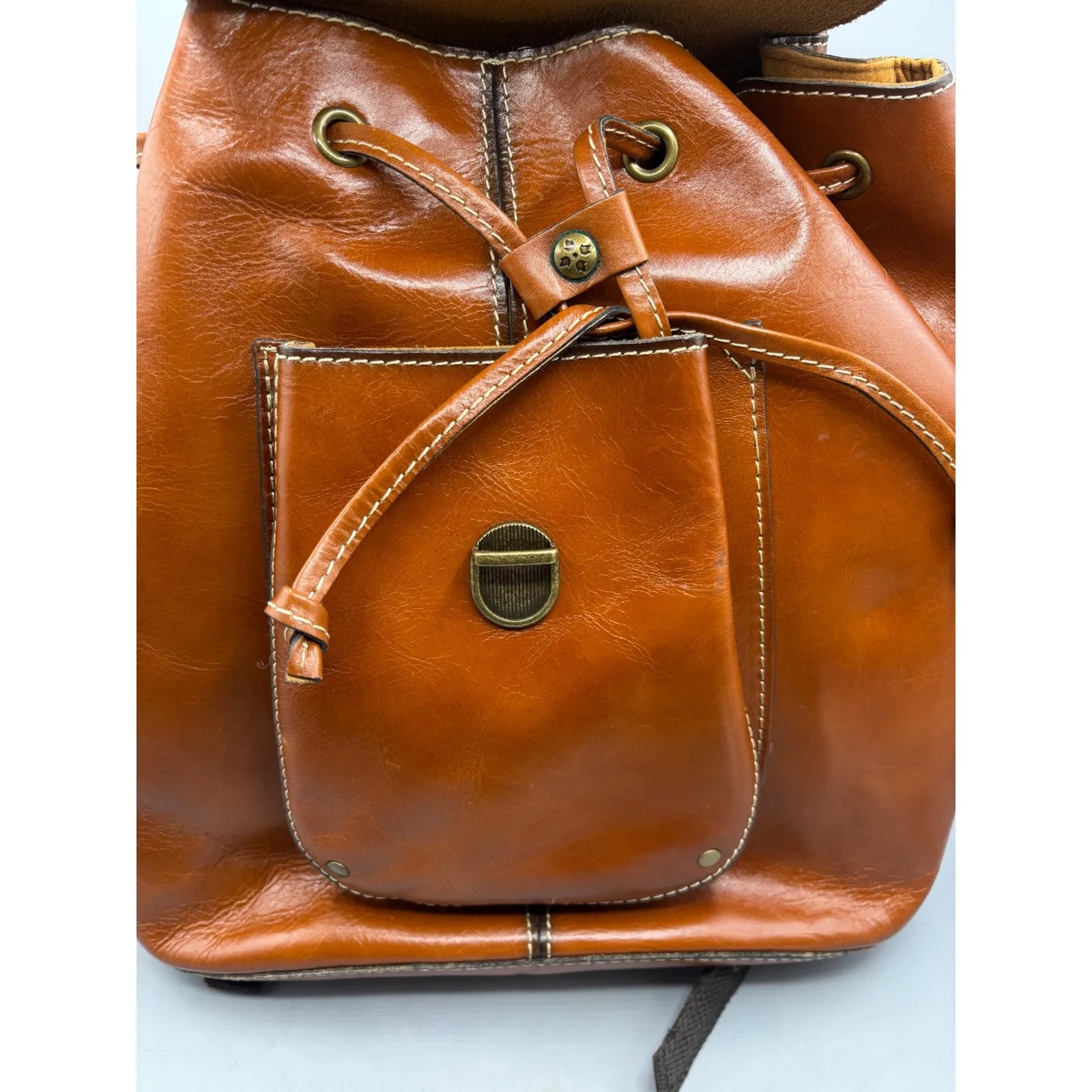 Patricia Nash Leather Backpack Drawstring Purse Bookbag Boho Western Classic - Image 3