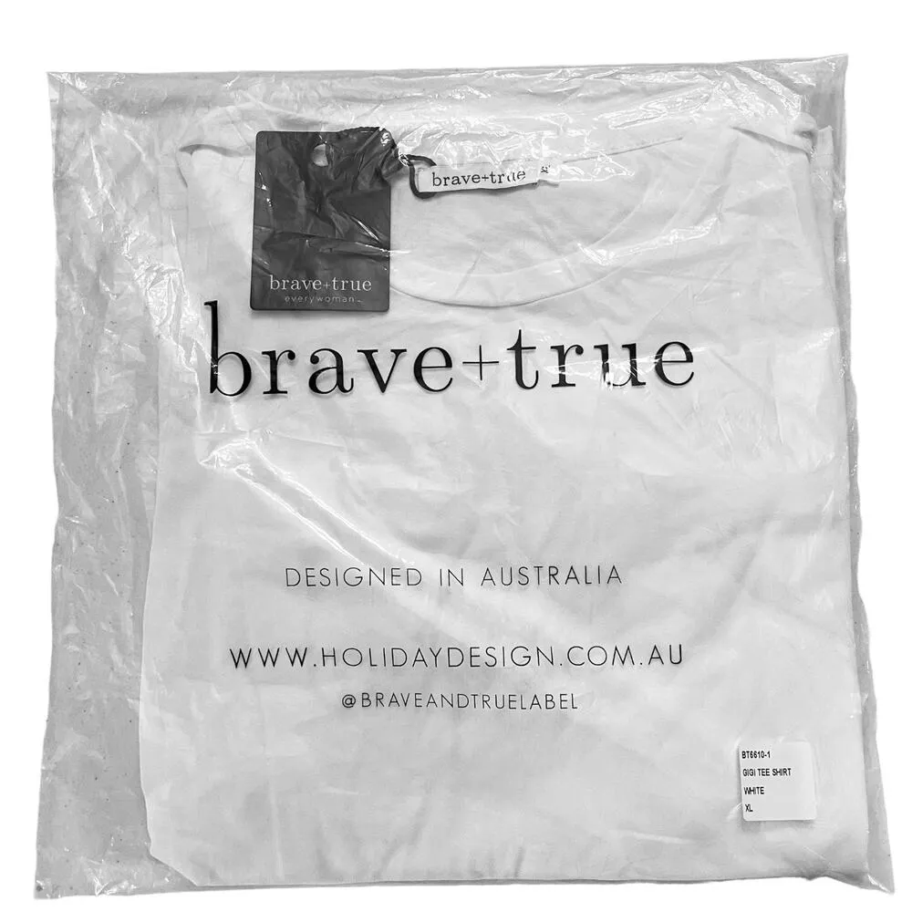 NEW Brave + True Gigi RUFFLE SLEEVE Cotton TEE SHIRT Women’s XL 14/16 White Top - Image 5