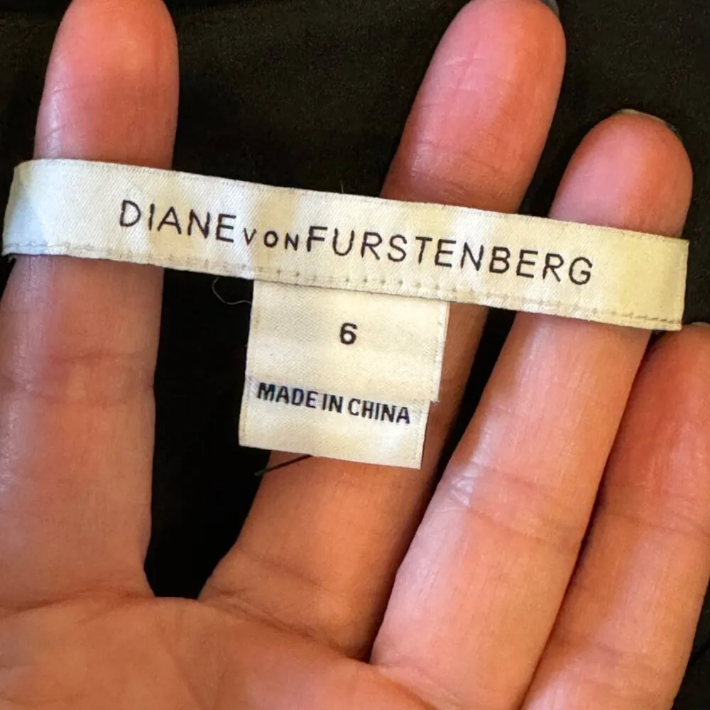 Diane Von Furstenberg Dress Women 6 Black Silk Jeweled Shift Mini Cocktail Party - Image 8