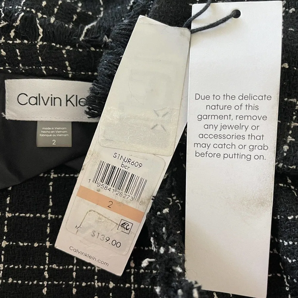 Calvin Klein SZ 2 Blazer Jacket Open Front Long Sleeve Pockets Unlined Womens - Image 7