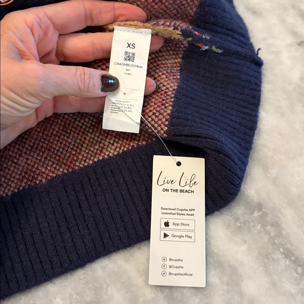 Cupshe The Varsity Vibes Argyle Cardigan New with Tags - Image 5